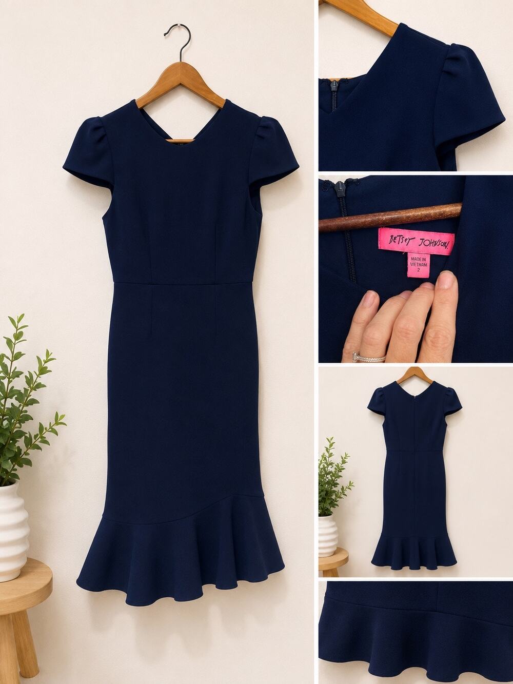 NWOT Betsey Johnson Navy Executive Dress Womens Size 2 Staple Office Corporate